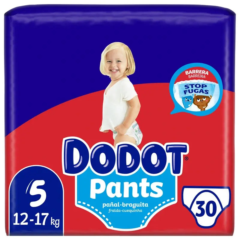Dodot Pants Panty Tamanho 5 (12-17 Kg), 30 Fraldas