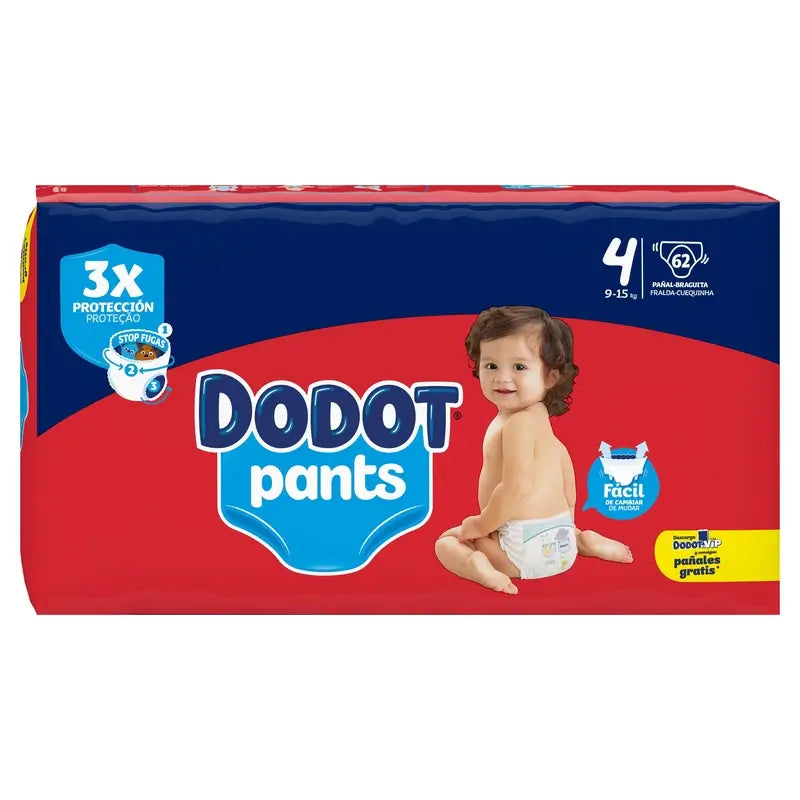 Dodot Pants Panty Tamanho 4, 62 fraldas