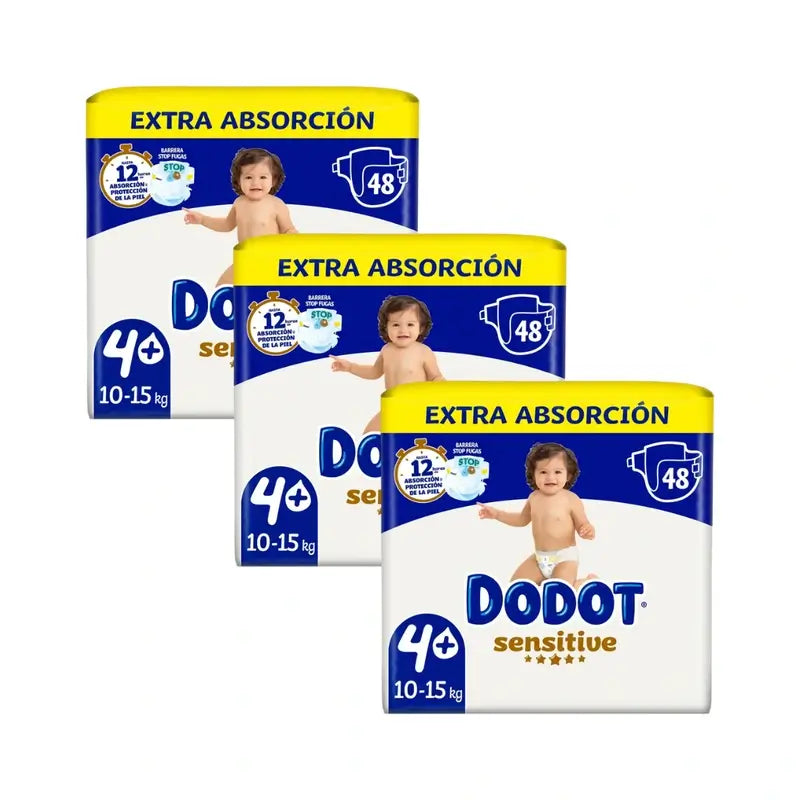 Dodot Pack 3X Fraldas Sensíveis Tamanho 4, 144 unidades
