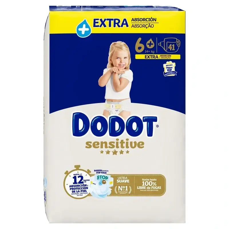 Dodot Sensitive Tamanho 6 Extra-Jumbo, 3 x 41 fraldas