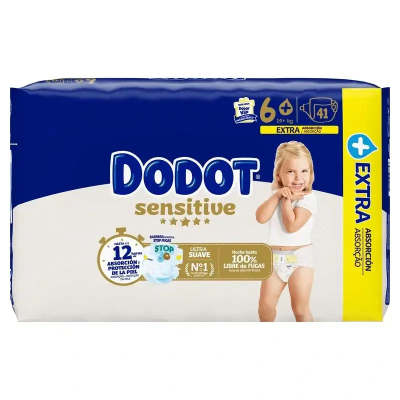 Dodot Sensitive Tamanho 6 Extra-Jumbo, 3 x 41 fraldas