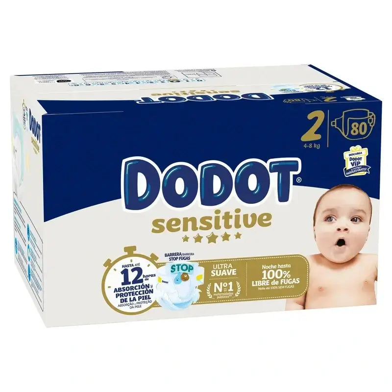 Dodot Sensitive Tamanho 2, 2 x 80 fraldas + toalhetes Pure Aqua, 288 peças.
