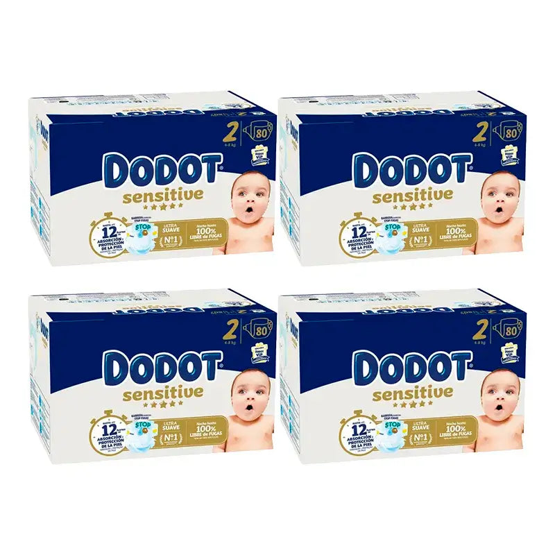 Dodot Sensitive Newborn Box tamanho 2, embalagem 4 x 80 peças.