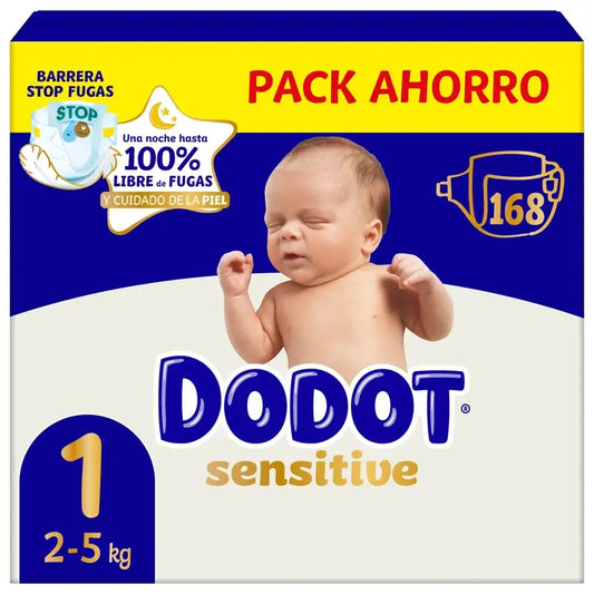 Dodot Sensitive Tamanho 1, Fraldas, 2Kg-5Kg , 168 pcs