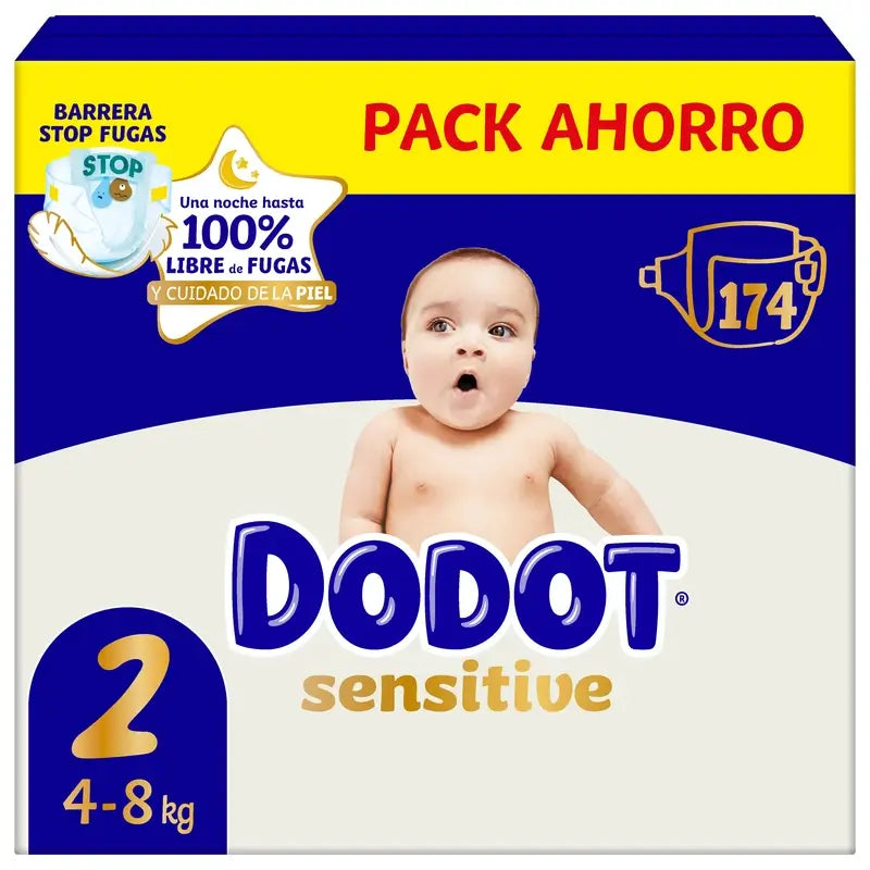 Dodot Sensitive Tamanho 2, Fraldas, 4Kg-8Kg , 174 pcs
