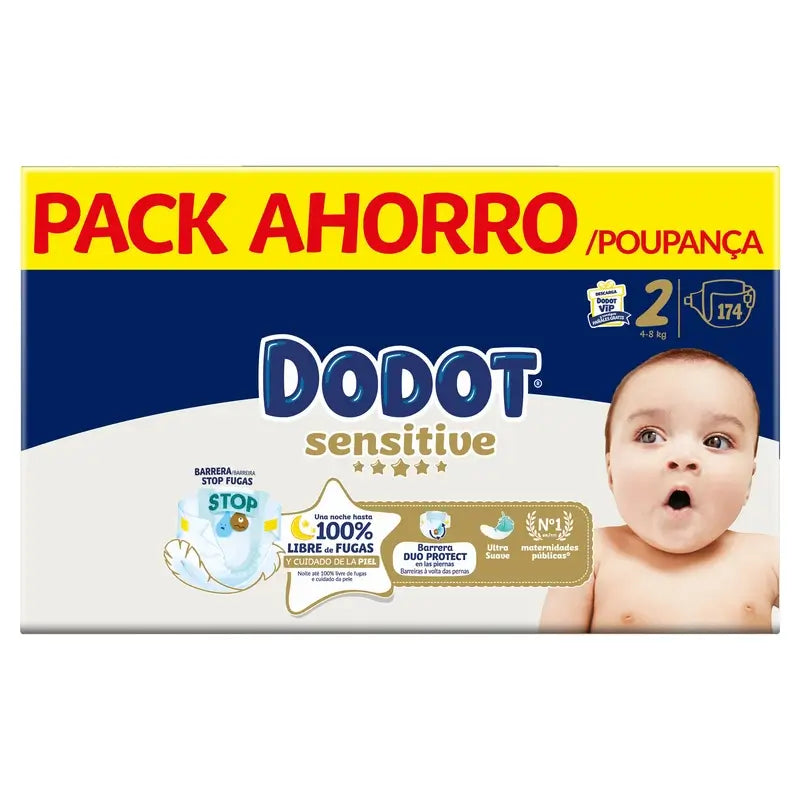 Dodot Sensitive Tamanho 2, Fraldas, 4Kg-8Kg , 174 pcs