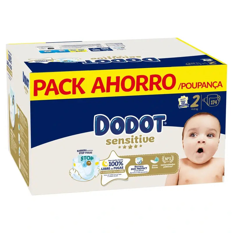 Dodot Sensitive Tamanho 2, Fraldas, 4Kg-8Kg , 174 pcs