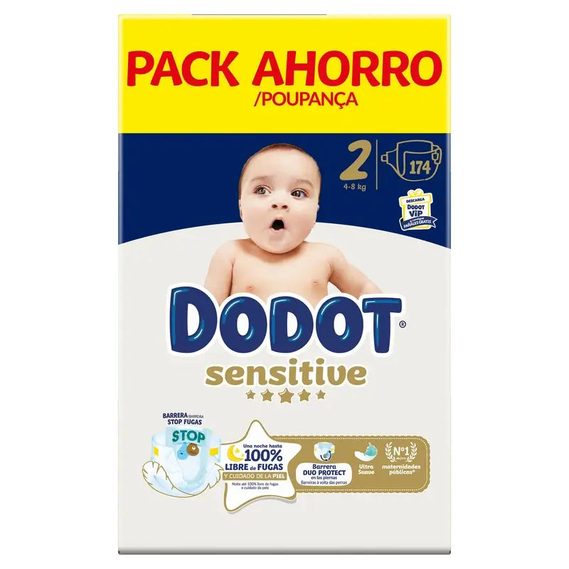 Dodot Sensitive Tamanho 2, Fraldas, 4Kg-8Kg , 174 pcs