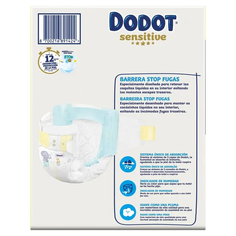 Dodot Sensitive Tamanho 3, Fraldas, 6Kg-10Kg , 148 peças