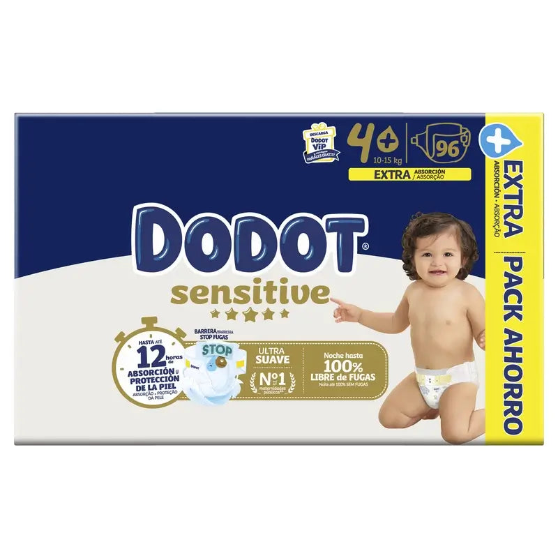 Dodot Sensitive Extra-Box Tamanho 4, 96 fraldas