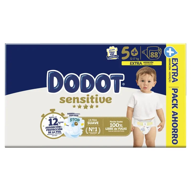 Dodot Sensitive Extra-Box Tamanho 5+, 88 fraldas