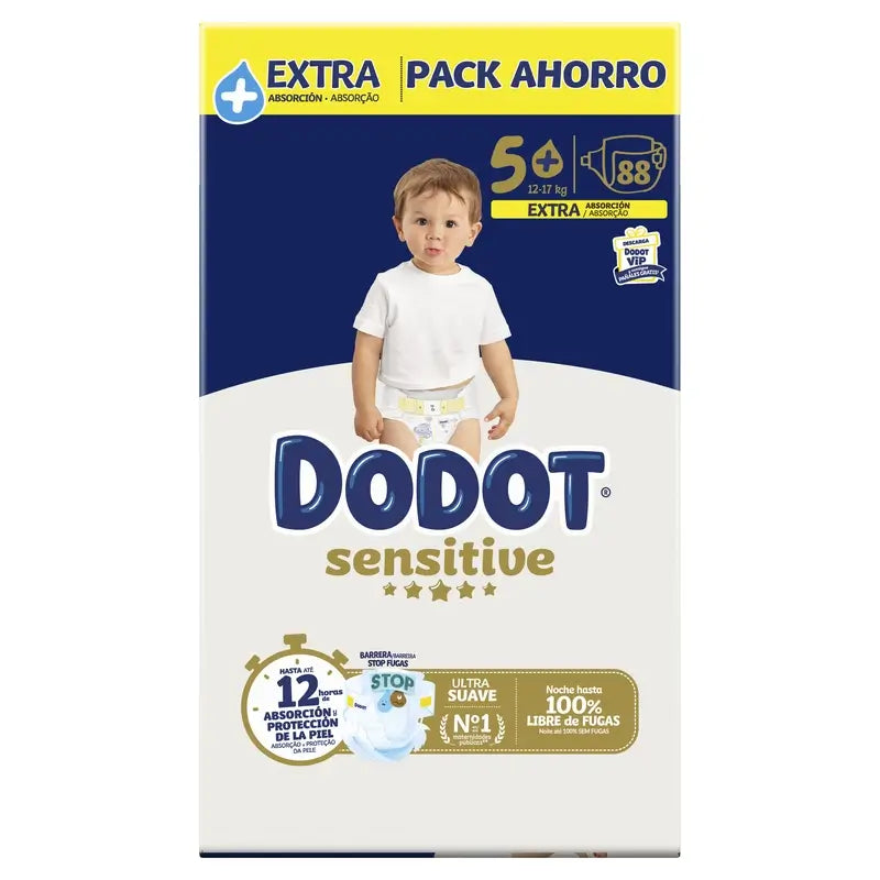 Dodot Sensitive Extra-Box Tamanho 5+, 88 fraldas