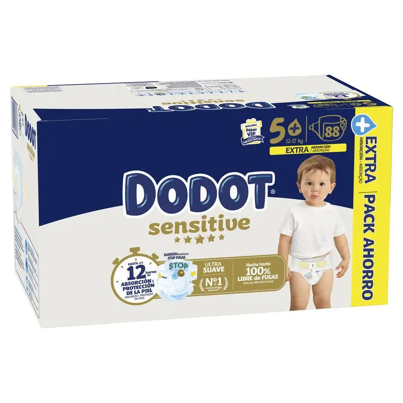 Dodot Sensitive Extra-Box Tamanho 5+, 88 fraldas