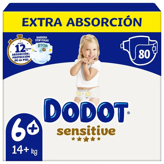 Dodot Sensitive Extra-Box Tamanho 6, 80 fraldas