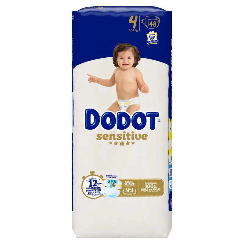 Dodot Sensitive Fralda Tamanho 4 (9-14 Kg), 48 unidades.