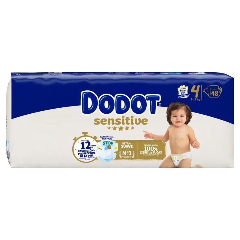 Dodot Sensitive Tamanho 4 (9-14 Kg), 48 fraldas