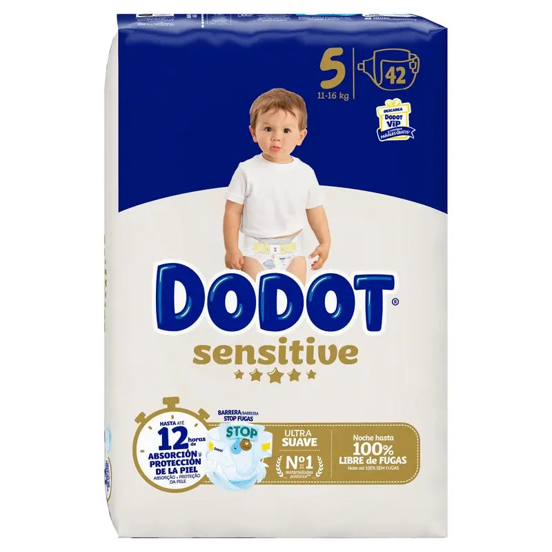 Dodot Sensitive Tamanho 5 (12-16 Kg), 42 fraldas