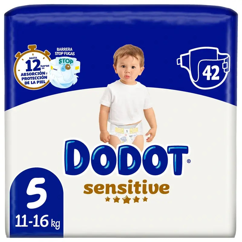 Dodot Sensitive Tamanho 5 (12-16 Kg), 42 fraldas