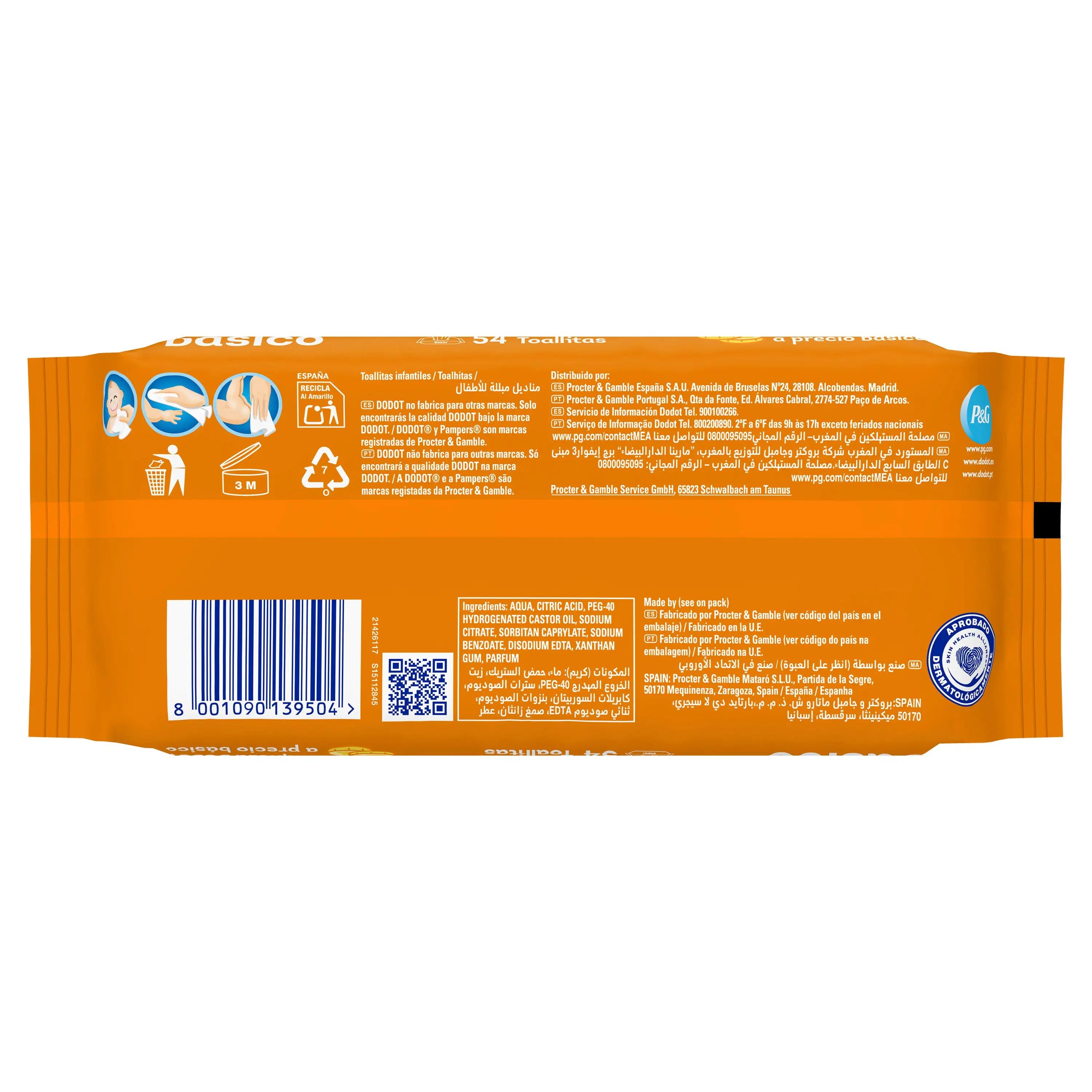 Toalhetes Dodot Toalhetes Dodot Basic, 54 unidades