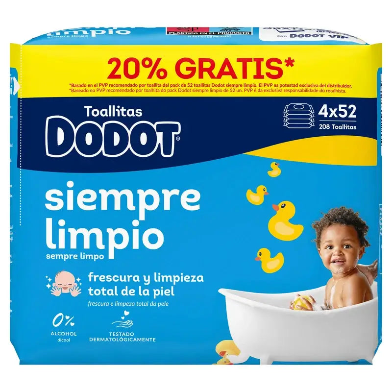 Toalhetes de recarga Dodot Dodot, 208 unid.