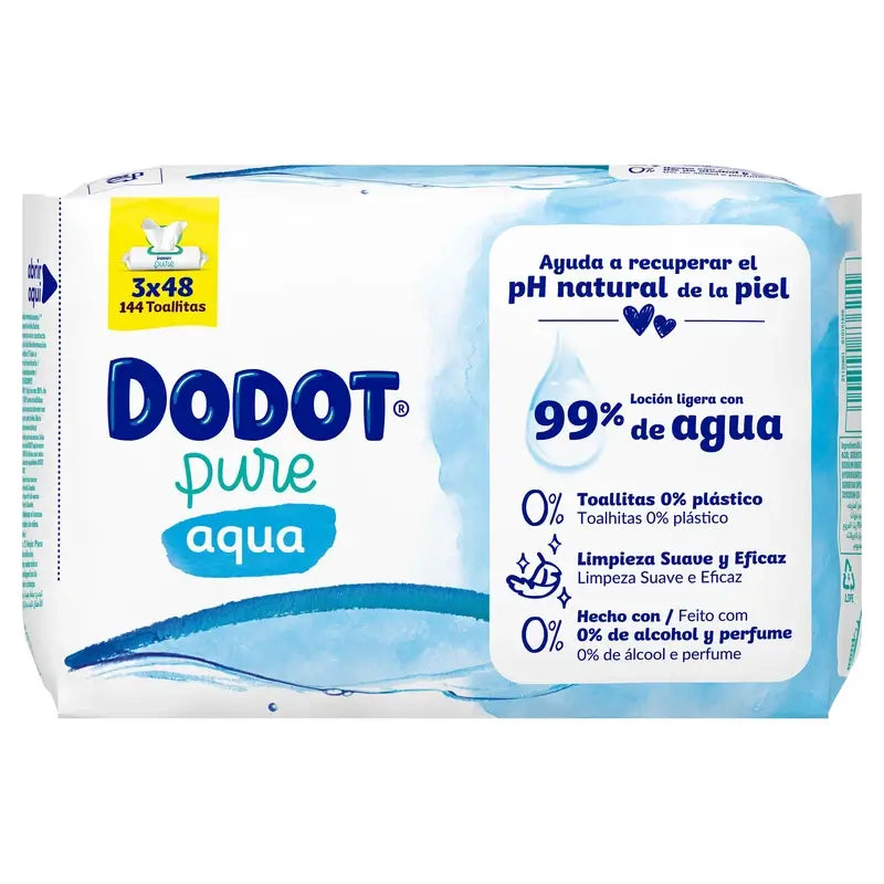 Dodot Dodot Aqua Toalhetes sem plástico 3x48, 144 unid.