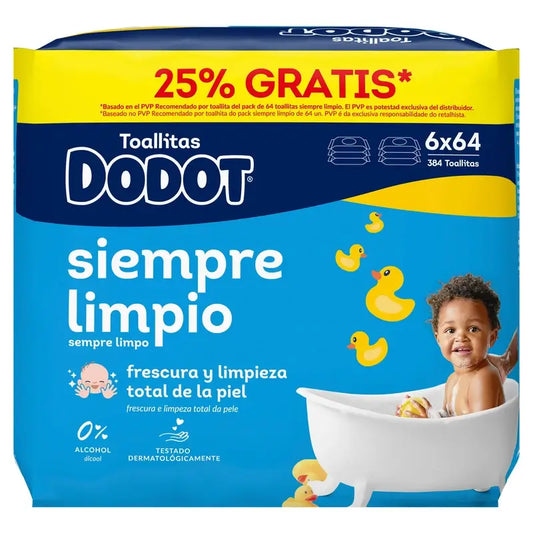 Toalhetes de bebé Dodot, 384 peças