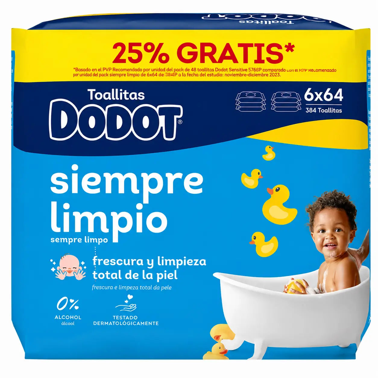 Toalhetes Dodot Mainline, 6x64, 384 unidades (25% GRÁTIS)