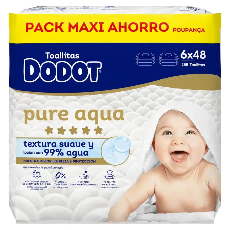 Toalhetes Dodot Pure Aqua, 6x48, 288 unid.