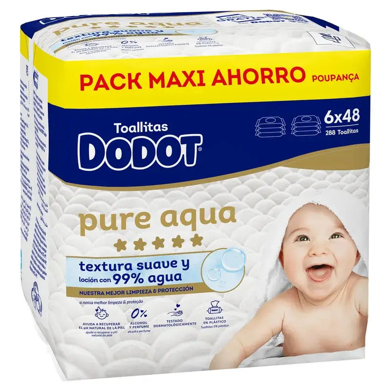 Toalhetes Dodot Pure Aqua, 6x48, 288 unid.