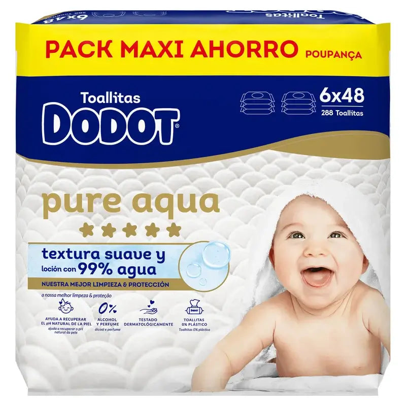 Toalhetes Dodot Pure Aqua, 6x48, 288 unid.