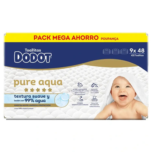 Toalhetes Dodot Pure Aqua, 9x48, 432 unid.