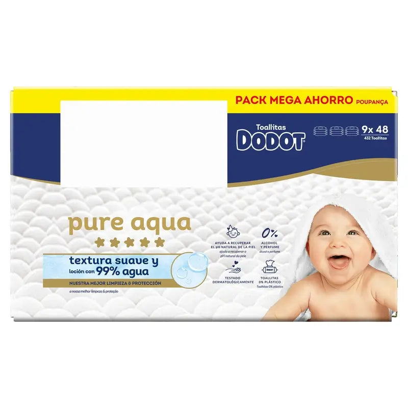 Toalhetes Dodot Pure Aqua, 9x48, 432 unid.