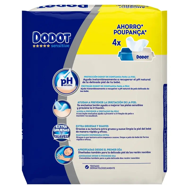Toalhetes Dodot Sensitive, 4x54 (216 unidades)