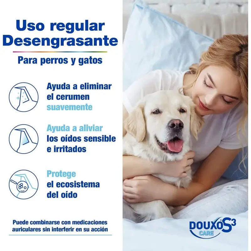 Douxo S3 Care Cães e Gatos Loção para os ouvidos Uso frequente, 120 ml