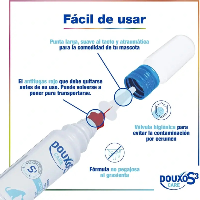 Douxo S3 Care Cães e Gatos Loção para os ouvidos Uso frequente, 120 ml