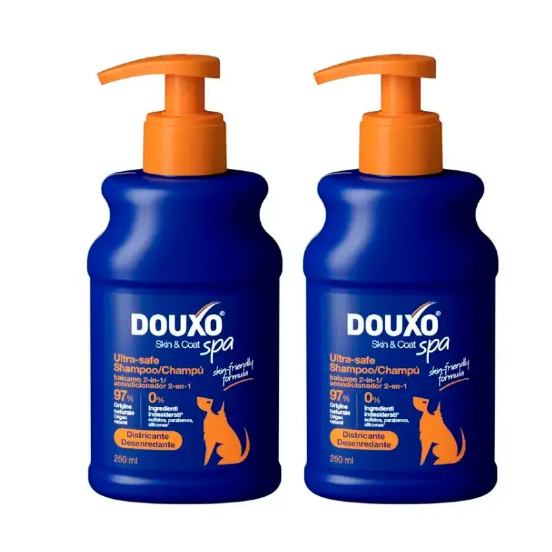 Douxo Skin & Coat Spa Champô e Condicionador 2 em 1 para Cães, Embalagem 2 x 250 ml