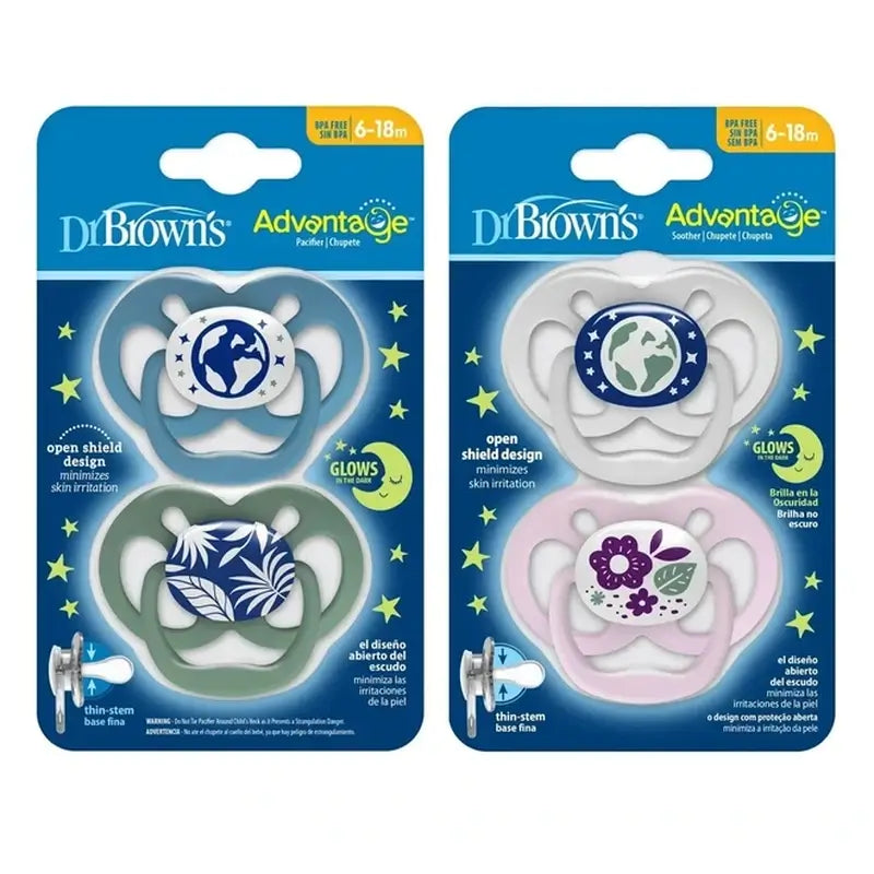 Dr.Brown's Advantage Nighttime Soother T2 Assorted, 2 peças