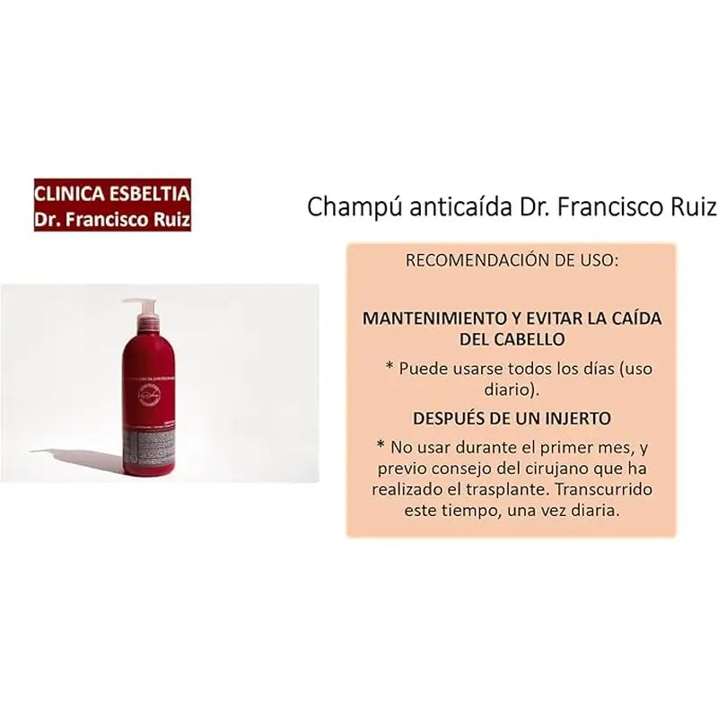 Champô Dr. Francisco Ruiz Anticaida 300Ml. + 100 ml grátis