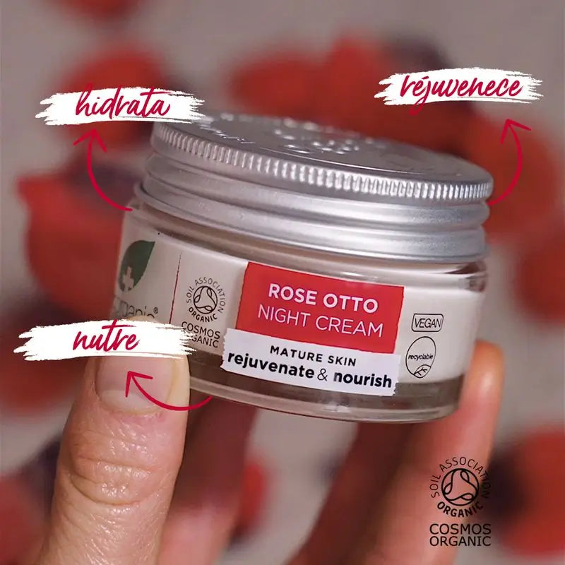 Dr.Organic Rosa Damascena Creme de Noite para a Pele Madura, 51 ml