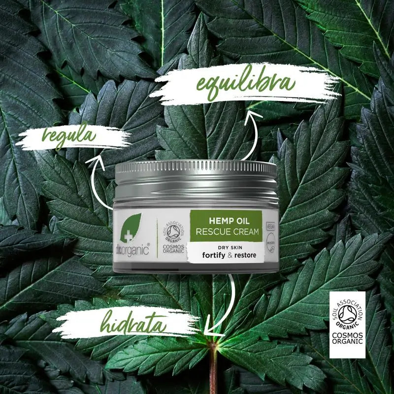 Dr. Organic Hemp Oil Hemp Oil Rescue Cream Pele mista, 50 ml