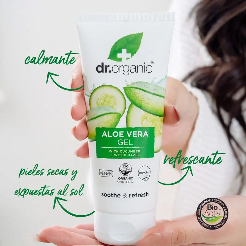 Dr.Organic Aloe Vera Gel Hidratante para o Corpo Todos os Tipos de Pele, 200 ml
