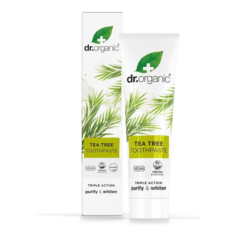 Pasta de dentes Dr.Organic Tea Tree Tripla Ação, 100 ml
