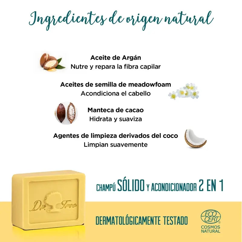 Champô sólido nutritivo Dr. Tree Natural para couros cabeludos sensíveis