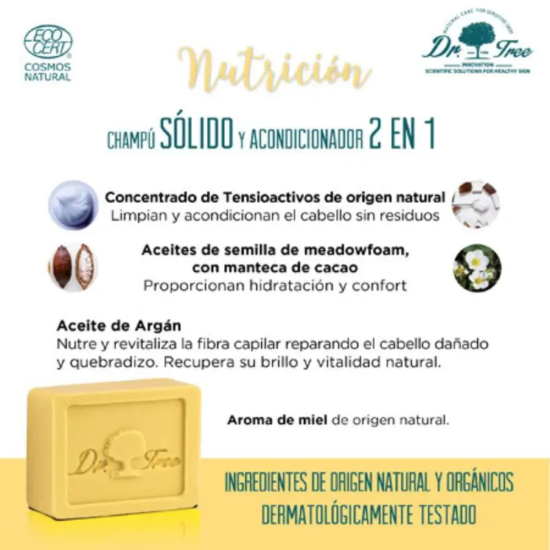 Saco de toilette Dr. Tree Kit de viagem Champô Gel Sólido + Escova de Dentes Bambu