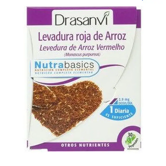 Arroz de levedura vermelha Drasanvi (2,9Mg Monacolina K) Nutrabasic , 30 cápsulas