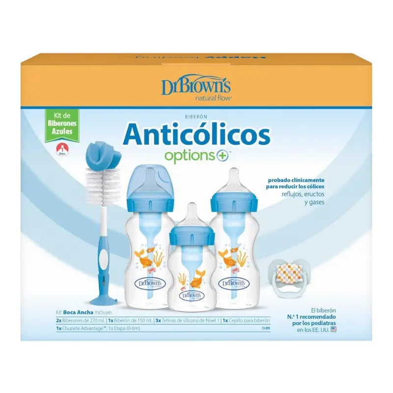 Pacote de oferta Dr.Brown's Blue Wide Mouth Options+