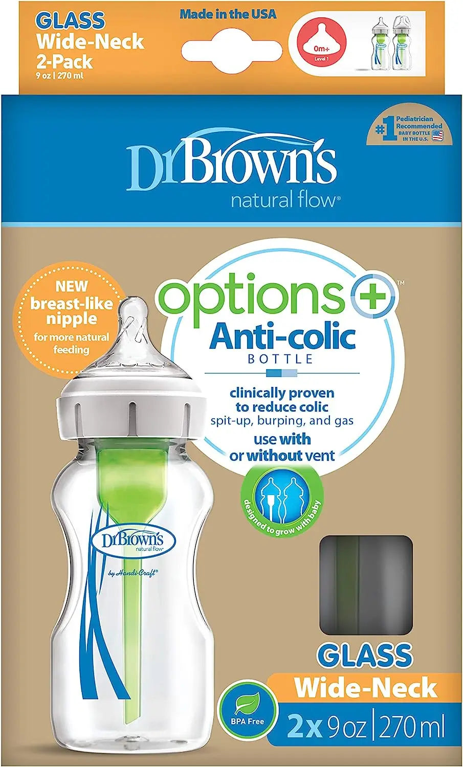 Dr. Brown's Pack Of 2 Bottles Ba 270 Ml Pp Crystal Options +