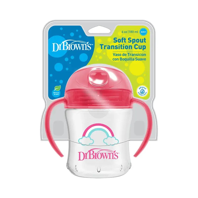 Copo de transição com boquilha macia Dr.Brown's Rainbow Pink, 180 ml