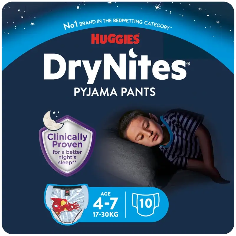 Drynites Night Nappies Tamanho 4-7 Criança, 10 unidades.