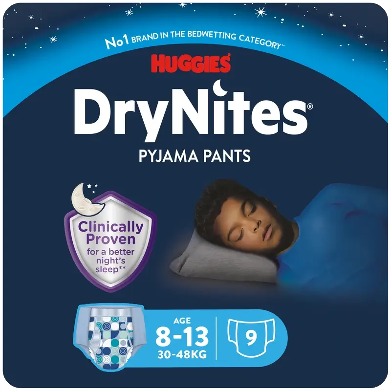 Drynites Nighttime Nappies Tamanho 8-13 Rapaz , 9 peças